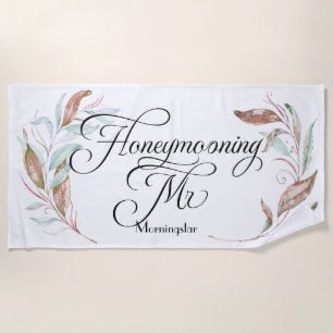 Honeymoon Beach - Herr Watercolor Eukalyptus Strandtuch