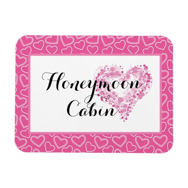 Honeymoon Cabin Pink Hearts Cruise Just Married Magnet (Horizontal)