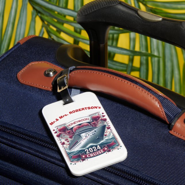 Honeymoon Cruise 2024, Just heiratet, Valentine Da Gepäckanhänger (Vorderseite Insitu 1)