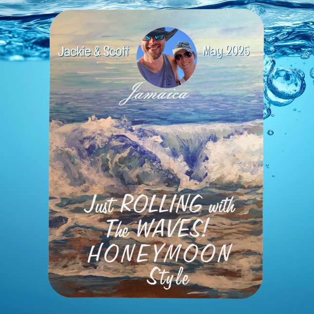 Honeymoon Cruise Blue PERSONALIZE Foto Magnet (This Design is created for the honeymooners, Personalize)