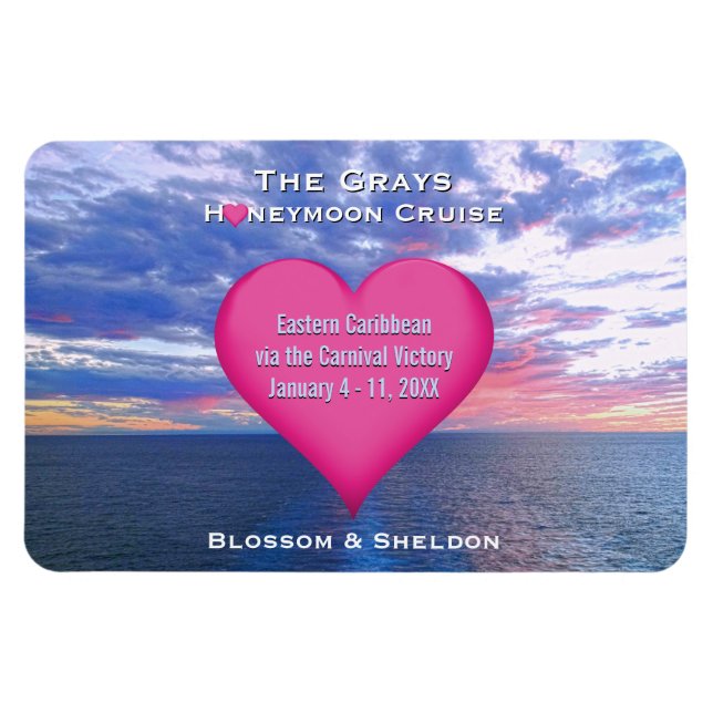 Honeymoon Cruise Heart Stateroom Dooom Sunset Magnet (Horizontal)