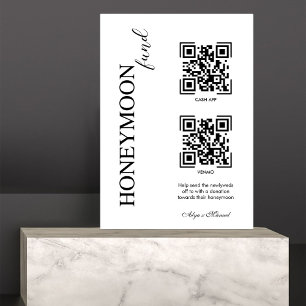 Honeymoon Eleganfonds Moderne Cash QR Code Hochzei Sockelschild