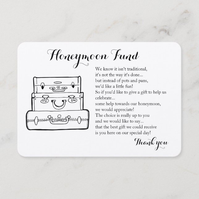 Honeymoon Fond Anfrage Hochzeitskarte Begleitkarte (Vorderseite)