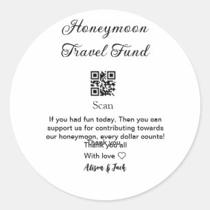 Honeymoon-Fonds QR-Code scannen Namen hinzufügen  Runder Aufkleber