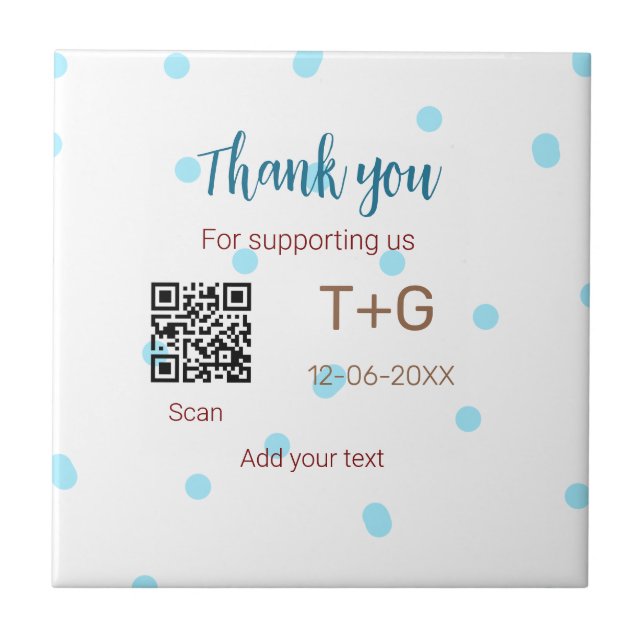 Honeymoon Fund Add Q R Codelame Name Hochzeit Fliese (Vorderseite)