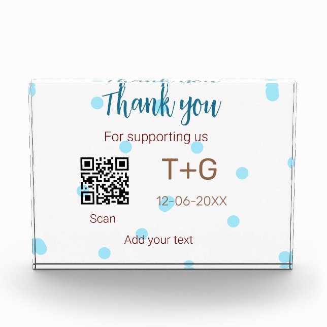 Honeymoon Fund Add Q R Codelame Name Hochzeit Fotoblock (Vorderseite)