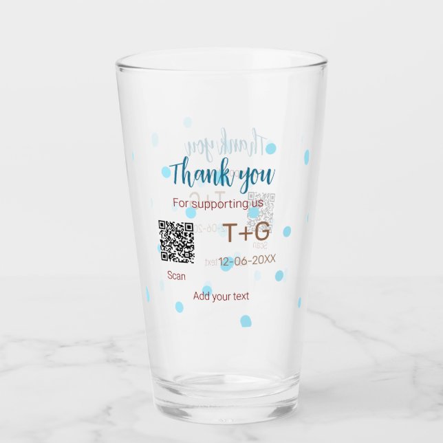 Honeymoon Fund Add Q R Codelame Name Hochzeit Glas (Vorderseite)