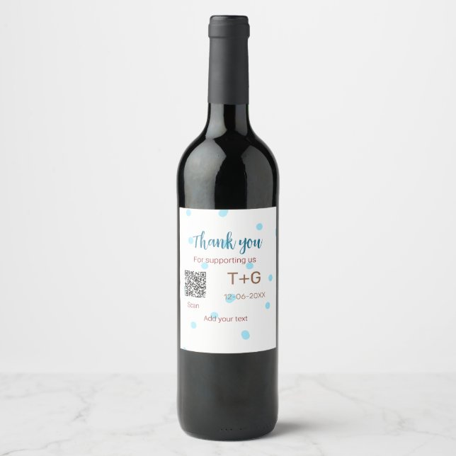 Honeymoon Fund Add Q R Codelame Name Hochzeit Weinetikett (Vorderseite)