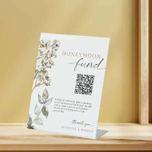 Honeymoon Fund Boho Pampas Grass Wedding Elegant Sockelschild