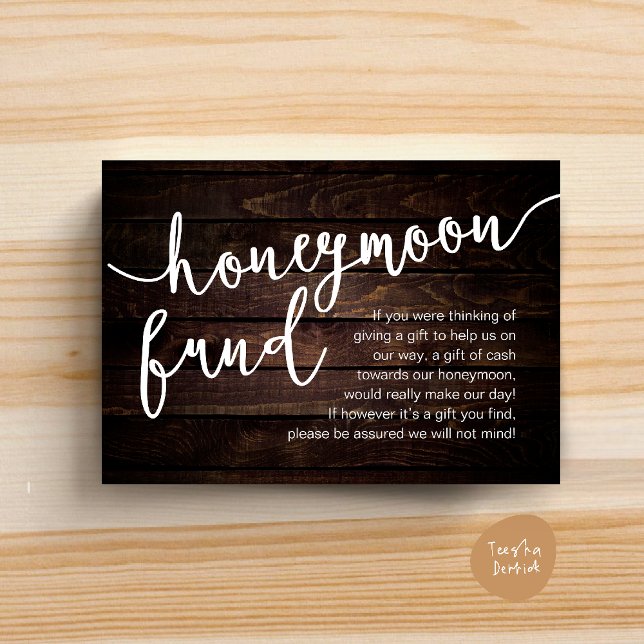 Honeymoon Fund Cash Wish, ein Hinweis auf Geschenk Begleitkarte (Honeymoon Fund Cash Wish, a note on gifts Enclosure Card Rustic Dark Wood)