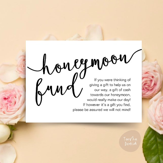 Honeymoon Fund Cash Wish, ein Hinweis auf Geschenk Begleitkarte (Honeymoon Fund Wish Cash, A note on gifts, Modern Rustic Modern Rustic Wedding Card Black White)