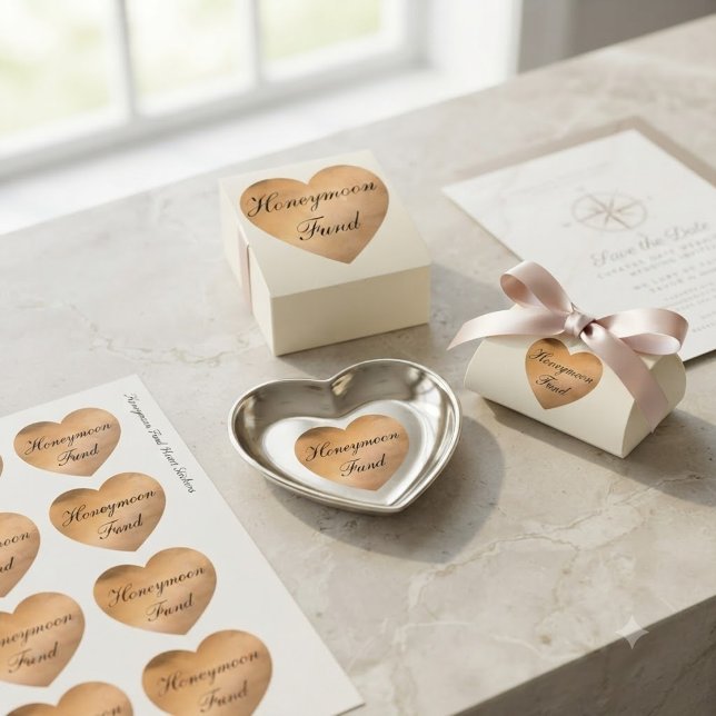 Honeymoon Fund Copper Heart Herz-Aufkleber (Von Creator hochgeladen)