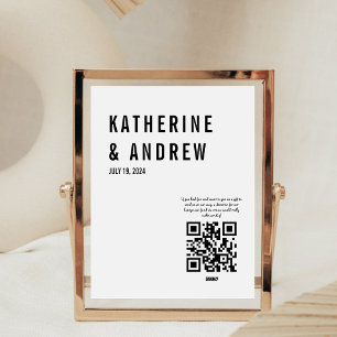 Honeymoon Fund Elegance Cash QR Code Wedding Sign Sockelschild