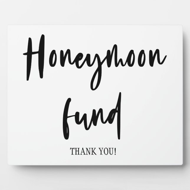 Honeymoon Fund Hochzeitszeichen Tabletop Plaque Fotoplatte (Vorderseite)