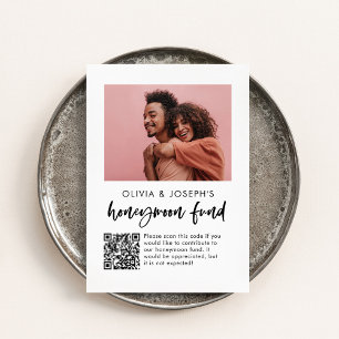 Honeymoon Fund Lässiges Skript-Foto und QR-Code Begleitkarte