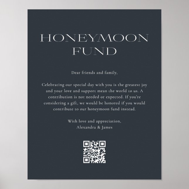 Honeymoon Fund Minimal Dunkelgrau wünschend gut Poster (Vorne)