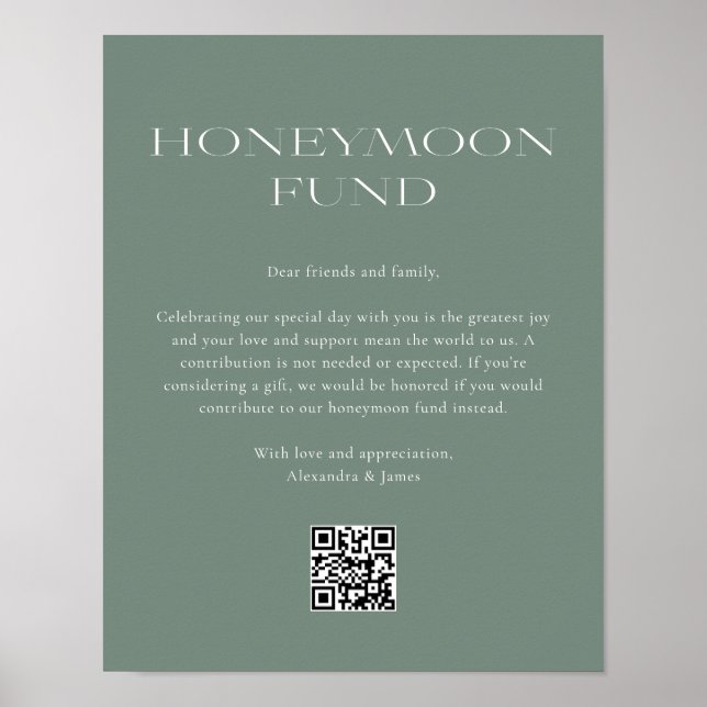 Honeymoon Fund Minimal Dunkle Sage wünschend gut Poster (Vorne)