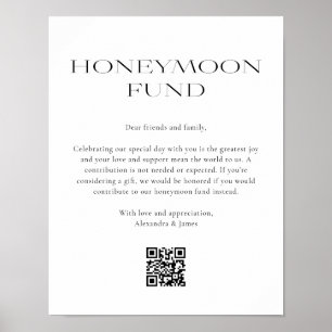 Honeymoon Fund Minimal Schwarz-weiße Wünsche Gut Poster