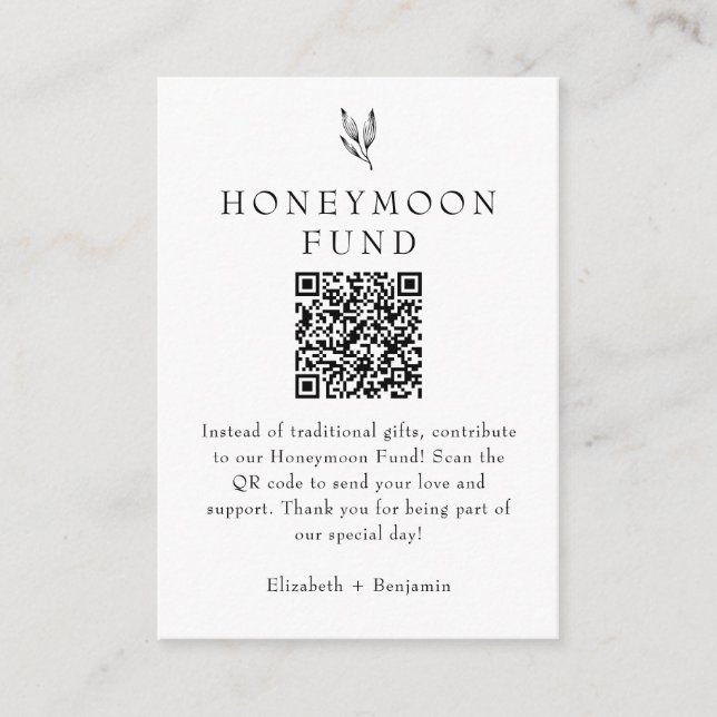 Honeymoon Fund Minimalist Botanical Wedding  Begleitkarte (Vorderseite)