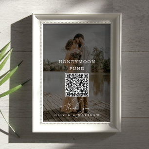 Honeymoon Fund. Minimalistischer QR Code Foto Hoch Poster