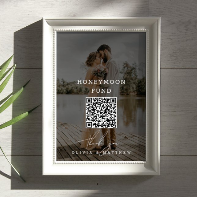 Honeymoon Fund. Minimalistischer QR Code Foto Hoch Poster (Von Creator hochgeladen)
