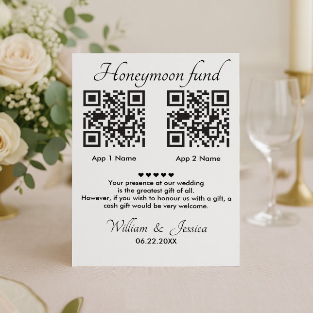 Honeymoon Fund mit 2 QR Code und Foto Einladung (Von Creator hochgeladen)