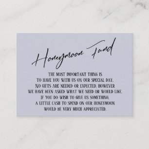 Honeymoon Fund Modern Handwriting Dusty Blue Begleitkarte