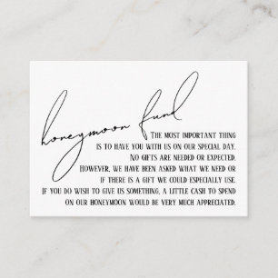 Honeymoon Fund Modern Slim Handwriting White Begleitkarte