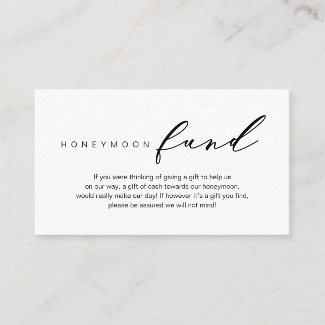Honeymoon Fund, Modernes romantisches Design Begleitkarte (Vorderseite)
