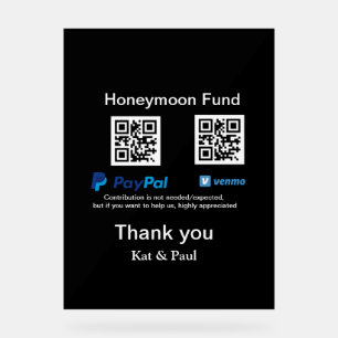 Honeymoon Fund PayPal Venmo QR Code Vielen Dank Acrylschild
