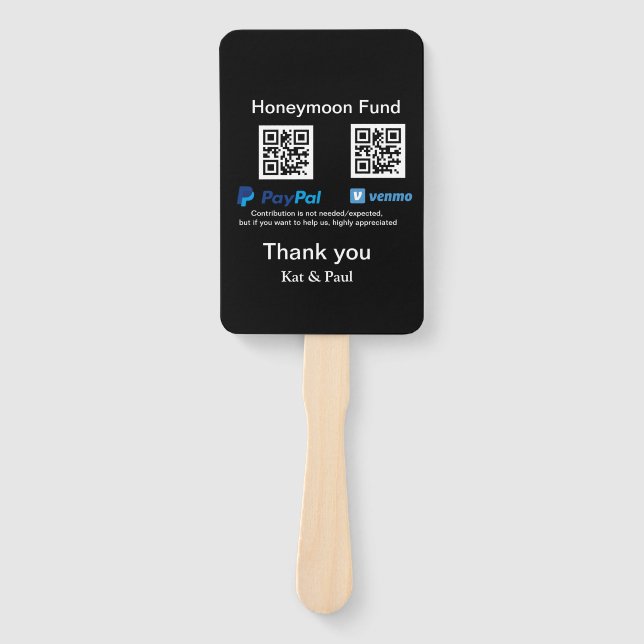 Honeymoon Fund PayPal Venmo QR Code Vielen Dank Fächer (Vorderseite)