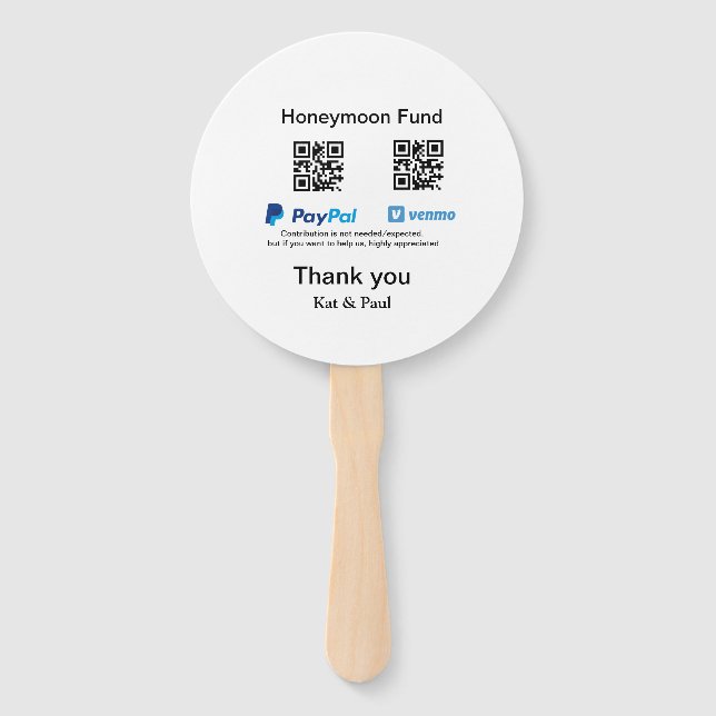 Honeymoon Fund PayPal Venmo QR Code Vielen Dank Fächer (Vorderseite)