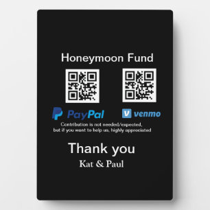 Honeymoon Fund PayPal Venmo QR Code Vielen Dank Fotoplatte