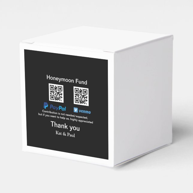 Honeymoon Fund PayPal Venmo QR Code Vielen Dank Geschenkschachtel (Vorderseite)