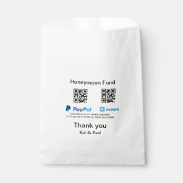 Honeymoon Fund PayPal Venmo QR Code Vielen Dank Geschenktütchen