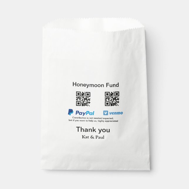 Honeymoon Fund PayPal Venmo QR Code Vielen Dank Geschenktütchen (Vorderseite)