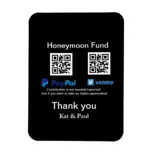 Honeymoon Fund PayPal Venmo QR Code Vielen Dank Magnet