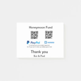 Honeymoon Fund PayPal Venmo QR Code Vielen Dank Post-it Klebezettel