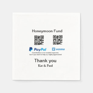 Honeymoon Fund PayPal Venmo QR Code Vielen Dank Serviette
