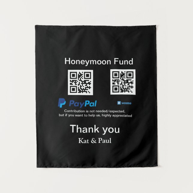Honeymoon Fund PayPal Venmo QR Code Vielen Dank Wandteppich (Vorderseite)