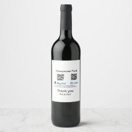 Honeymoon Fund PayPal Venmo QR Code Vielen Dank Weinetikett