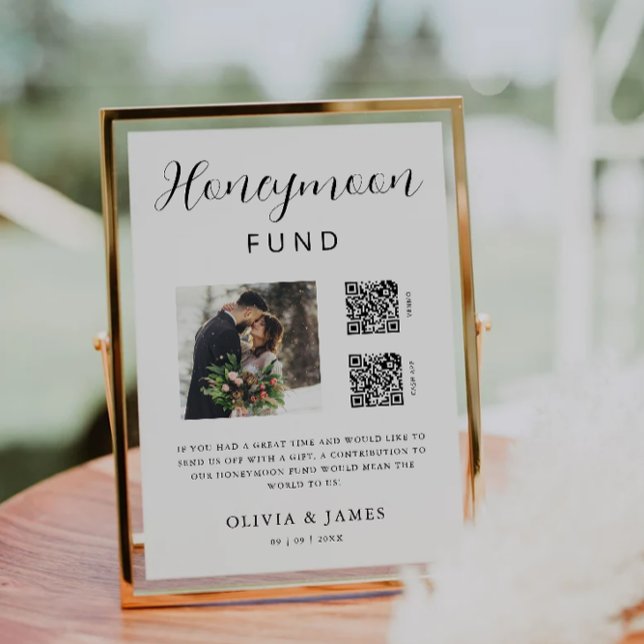 Honeymoon Fund QR Code and Foto Wedding Einladung (Honeymoon Fund QR Code And Photo Wedding Invitation)