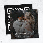 Honeymoon Fund | QR Code Elegantes Foto Hochzeit Begleitkarte<br><div class="desc">Einfache, stilvolle Hochzeitshoneymoon-Funchpaket-Foto-Umschließkarte in modernem minimalistischem Design mit einer eleganten Naturskripttypografie in Schwarz und Weiß, mit einem informellen Schriftart im handschriftlichen Stil. Das Design kann leicht personalisiert werden mit Ihrem Titel, Zahlungsseite (PayPal, venmo, Zelle usw.), scannable QR Code und Foto für ein einzigartiges von einer Art Hochzeitsdesign. Das abgebildete Bild...</div>