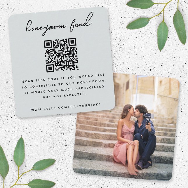 Honeymoon Fund | QR Code Foto Wedding Registry Begleitkarte (Von Creator hochgeladen)