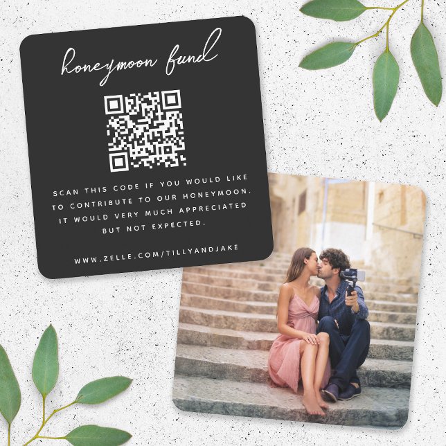 Honeymoon Fund | QR Code Foto Wedding Registry Begleitkarte (Von Creator hochgeladen)
