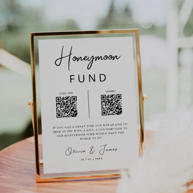 Honeymoon Fund QR Code Minimalistisch, Hochzeit Einladung (Honeymoon Fund QR Code Minimalist, Wedding Invitation)