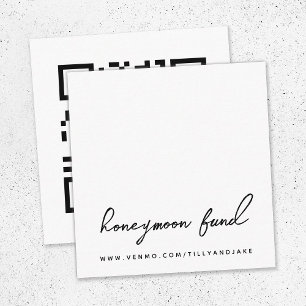 Honeymoon Fund   QR Code Minimalistische White Wed Begleitkarte