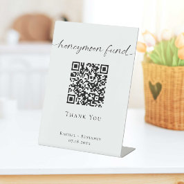 Honeymoon Fund QR Code Minimalit Wedding Modern Sockelschild