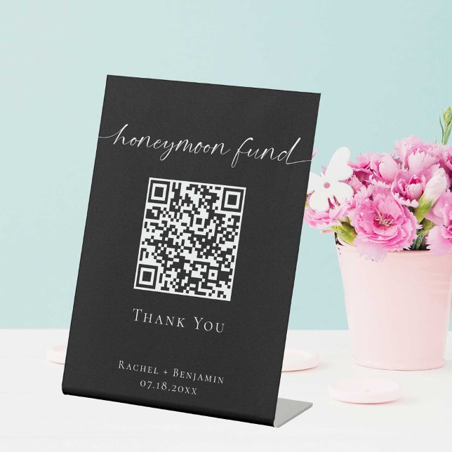 Honeymoon Fund QR Code Minimalit Wedding Modern Sockelschild (Von Creator hochgeladen)