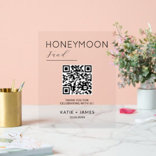 Honeymoon Fund QR Code Registry Wedding Wishing Acrylschild